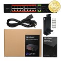 Qoltec Przełącznik sieciowy SWITCH Gigabit Ethernet PoE | 16x RJ45 | 2x RJ45 Uplink | 2x SFP | 1000Mb/s