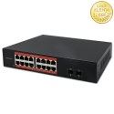 Qoltec Przełącznik sieciowy SWITCH Gigabit Ethernet PoE | 16x RJ45 | 2x SFP | 1000 Mb/s