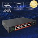 Qoltec Przełącznik sieciowy SWITCH Gigabit Ethernet PoE | 24x RJ45 | 2x SFP | 1000 Mb/s