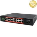 Qoltec Przełącznik sieciowy SWITCH Gigabit Ethernet PoE | 24x RJ45 | 2x SFP | 1000 Mb/s