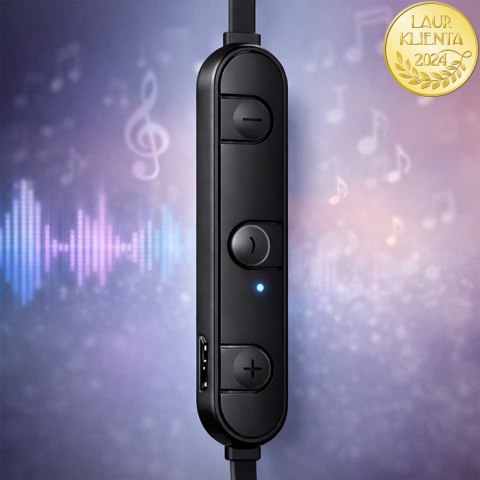 Qoltec Sportowe słuchawki bezprzewodowe BT 5.0 JL z mikrofonem dla biegaczy | zaczepy + magnetyczne końcówki | Czarne