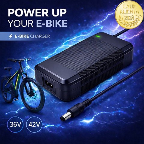 Qoltec Szybka Ładowarka do roweru skutera elektrycznego 36V | 42V | 4A | 5.5*2.1 +kabel zasilający