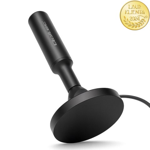 Qoltec Wewnętrzna Antena TV DVB-T2 ze wzmacniaczem sygnału i magnetyczną podstawą | 4K | 28dBi | 5m