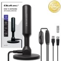 Qoltec Wewnętrzna Antena TV DVB-T2 ze wzmacniaczem sygnału i magnetyczną podstawą | 4K | 28dBi | 5m