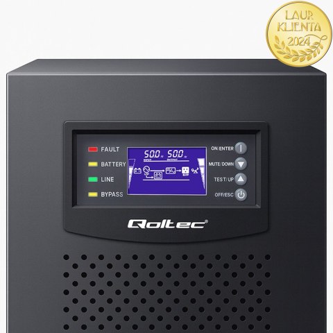 Qoltec Zasilacz awaryjny UPS 3 - fazowy | 15kVA | 12KW | LCD | EPO | SNMP | USB | On-line | High frequency