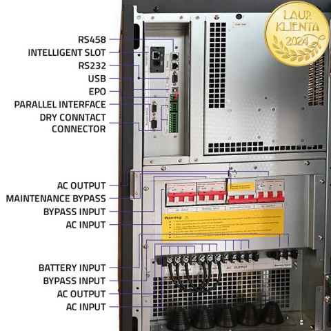 Qoltec Zasilacz awaryjny UPS 3 - fazowy | 20kVA | 16KW | LCD | EPO | SNMP | USB | On-line | Low frequency