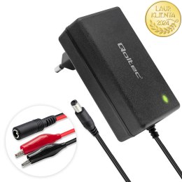 Qoltec Automatyczna ładowarka do akumulatora AGM GEL STD | Prostownik 24V | 19.2W | 5.5x2.1 | Kabel 1.8m