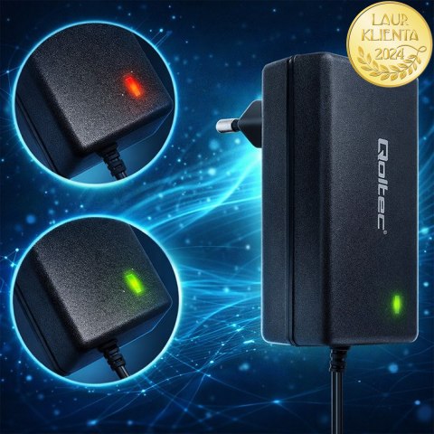 Qoltec Automatyczna ładowarka do akumulatora AGM GEL STD | Prostownik 24V | 19.2W | 5.5x2.1 | Kabel 1.8m