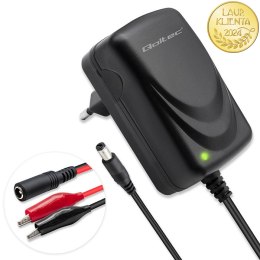 Qoltec Automatyczna ładowarka do akumulatora AGM GEL STD | Prostownik 6V/12V | 6W | 5.5x2.1 | Kabel 1.8m