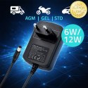 Qoltec Automatyczna ładowarka do akumulatora AGM GEL STD | Prostownik 6V/12V | 6W | 5.5x2.1 | Kabel 1.8m