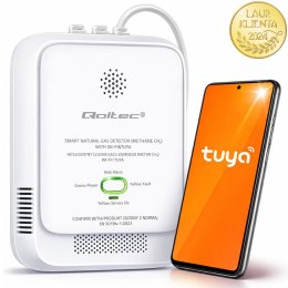 Qoltec Certyfikowany Czujnik wycieku gazu ziemnego | detektor CH4 | NG | Tuya | Wi-Fi | alarm 85dB | LED