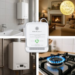 Qoltec Certyfikowany Czujnik wycieku gazu ziemnego | detektor CH4 | NG | Tuya | Wi-Fi | alarm 85dB | LED