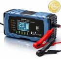 Qoltec Inteligentna mikroprocesorowa ładowarka 12V 15A | Prostownik z funkcją naprawy | AGM GEL LiFePO4 | 9- stopniowe ładowanie