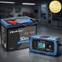 Qoltec Inteligentna mikroprocesorowa ładowarka 12V 15A | Prostownik z funkcją naprawy | AGM GEL LiFePO4 | 9- stopniowe ładowanie