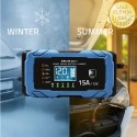 Qoltec Inteligentna mikroprocesorowa ładowarka 12V 15A | Prostownik z funkcją naprawy | AGM GEL LiFePO4 | 9- stopniowe ładowanie