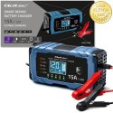 Qoltec Inteligentna mikroprocesorowa ładowarka 12V 15A | Prostownik z funkcją naprawy | AGM GEL LiFePO4 | 9- stopniowe ładowanie