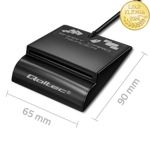 Qoltec Inteligentny czytnik chipowych kart ID SCR-0636 | USB 2.0 + Adapter USB-C