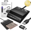 Qoltec Inteligentny czytnik chipowych kart ID SCR-0636 | USB 2.0 + Adapter USB-C