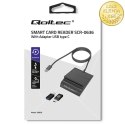 Qoltec Inteligentny czytnik chipowych kart ID SCR-0636 | USB 2.0 + Adapter USB-C