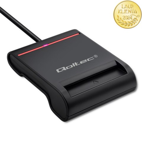 Qoltec Inteligentny czytnik chipowych kart ID SCR-0642 | USB 2.0 + Adapter USB-C