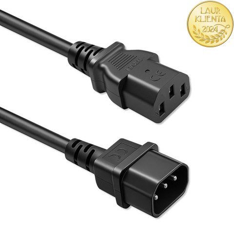 Qoltec Kabel zasilający IEC C13 | C14 | 3x0.75mm² | Czysta miedź Cu | 2m