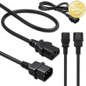 Qoltec Kabel zasilający IEC C13 | C14 | 3x0.75mm² | Czysta miedź Cu | 2m