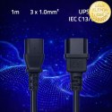 Qoltec Kabel zasilający IEC C13 | C14 | 3x1.00mm² | Czysta miedź Cu | 1m