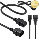 Qoltec Kabel zasilający IEC C13 | C14 | 3x1.00mm² | Czysta miedź Cu | 1m