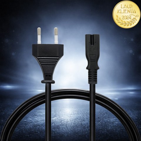 Qoltec Kabel zasilający IEC C7 | CEE 7/16 | ósemka | 2x0.75mm² | Czysta miedz CU | 3m