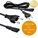 Qoltec Kabel zasilający IEC C7 | CEE 7/16 | ósemka | 2x0.75mm² | Czysta miedz CU | 3m