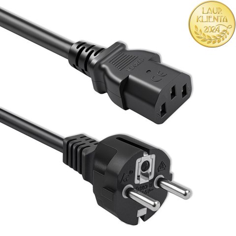 Qoltec Kabel zasilający SCHUKO CEE 7/7 (E/F) | IEC C13 | 3x0.75mm² | Czysta miedź Cu | 1.5m