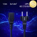 Qoltec Kabel zasilający SCHUKO CEE 7/7 (E/F) | IEC C13 | 3x1.00mm² | Czysta miedź Cu | 1.5m