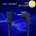 Qoltec Kabel zasilający | wtyczka kątowa SCHUKO CEE 7/7 (E/F) | IEC C13 | 3x1.00mm² | Czysta miedź Cu | 2.5m