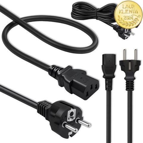 Qoltec Kabel zasilający SCHUKO CEE 7/7 (E/F) | IEC C13 | 3x1.00mm² | Czysta miedź Cu | 3m