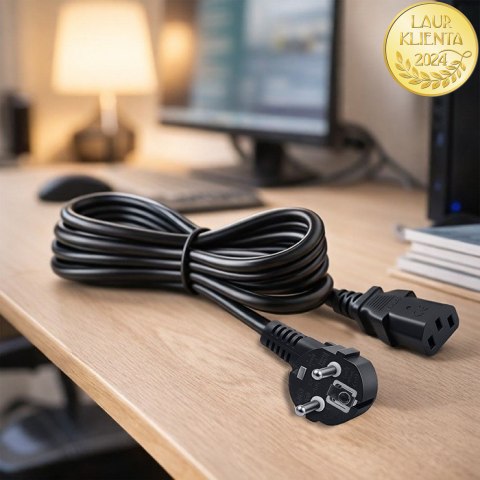 Qoltec Kabel zasilający | wtyczka kątowa SCHUKO CEE 7/7 (E/F) | IEC C13 | 3x1.00mm² | Czysta miedź Cu | 3m