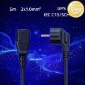Qoltec Kabel zasilający | wtyczka kątowa SCHUKO CEE 7/7 (E/F) | IEC C13 | 3x1.00mm² | Czysta miedź Cu | 5m