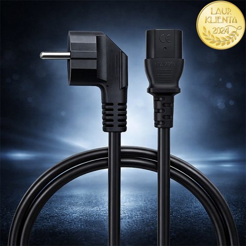 Qoltec Kabel zasilający | wtyczka kątowa SCHUKO CEE 7/7 (E/F) | IEC C13 | 3x1.00mm² | Czysta miedź Cu | 5m