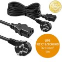 Qoltec Kabel zasilający | wtyczka kątowa SCHUKO CEE 7/7 (E/F) | IEC C13 | 3x1.00mm² | Czysta miedź Cu | 5m