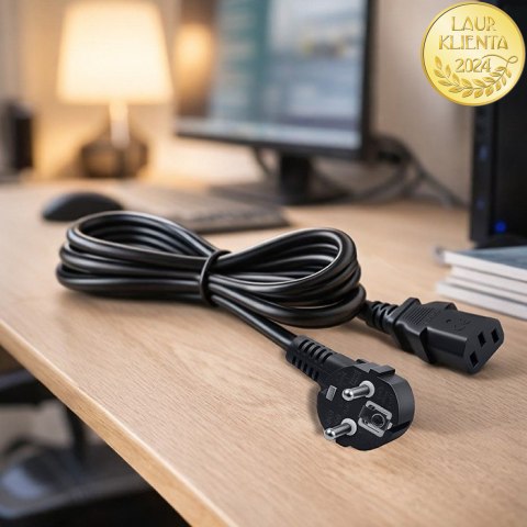 Qoltec Kabel zasilający | wtyczka kątowa SCHUKO CEE 7/7 (E/F) | IEC C13 | 3x1.0mm² | Czysta miedź Cu | 1.8m