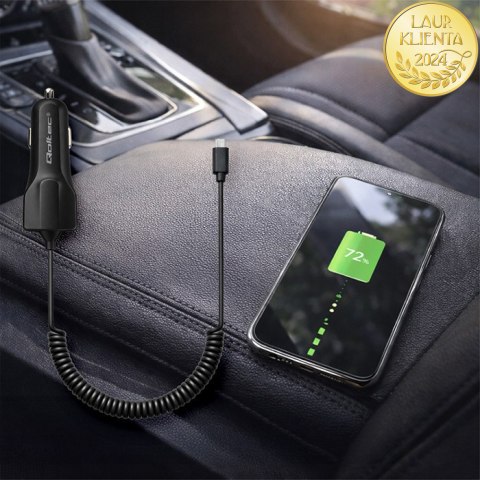 Qoltec Ładowarka samochodowa 12-24V | 17W | 5V | 3.4A | USB + kabel Micro USB