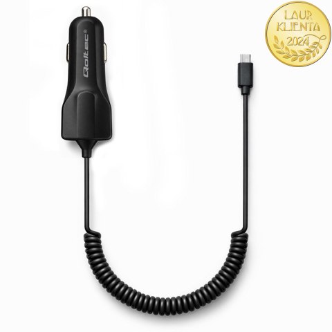 Qoltec Ładowarka samochodowa 12-24V | 17W | 5V | 3.4A | USB + kabel Micro USB