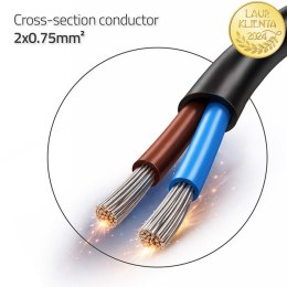 Qoltec Kabel zasilający CEE 7/16 (C) | 2x0.75 mm² | miedź Cu | odizolowany lutowany | 1.8m