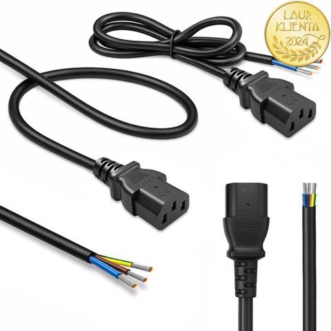 Qoltec Kabel zasilający IEC C13 | odizolowany lutowany | Czysta miedź Cu | 3x0.75mm² | 1.8m