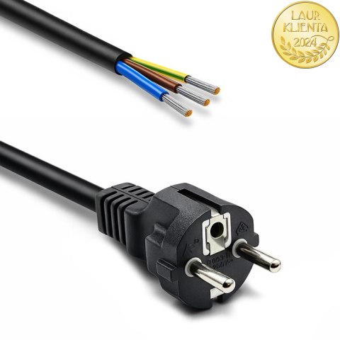 Qoltec Kabel zasilający SCHUKO CEE 7/7 (E/F) | miedź Cu | odizolowany lutowany | 3x1.50 mm² | 3m