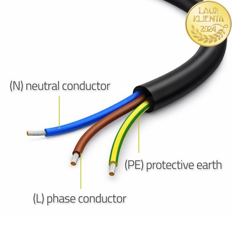 Qoltec Kabel zasilający SCHUKO CEE 7/7 (E/F) | miedź Cu | odizolowany lutowany | 3x1.50 mm² | 3m