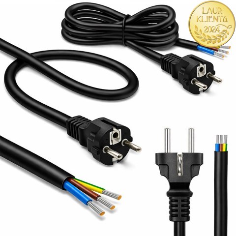 Qoltec Kabel zasilający SCHUKO CEE 7/7 (E/F) | miedź Cu | odizolowany lutowany | 3x1.50 mm² | 3m