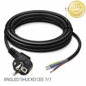 Qoltec Kabel zasilający | wtyczka kątowa SCHUKO CEE 7/7 (E/F) | miedź Cu | odizolowany lutowany | 3x0.75 mm² | 1.5m