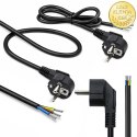 Qoltec Kabel zasilający | wtyczka kątowa SCHUKO CEE 7/7 (E/F) | miedź Cu | odizolowany lutowany | 3x0.75 mm² | 1.5m