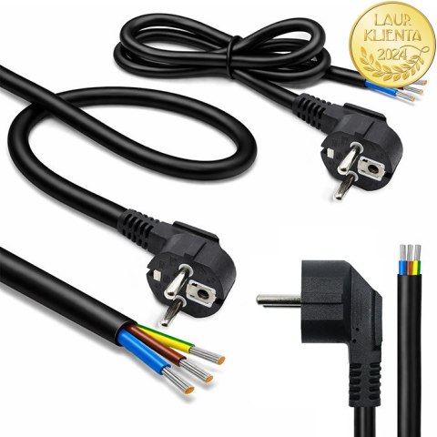 Qoltec Kabel zasilający | wtyczka kątowa SCHUKO CEE 7/7 (E/F) | miedź Cu | odizolowany lutowany | 3x1.00 mm² | 1.8m