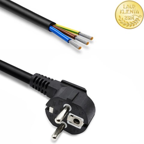 Qoltec Kabel zasilający | wtyczka kątowa SCHUKO CEE 7/7 (E/F) | miedź Cu | odizolowany lutowany | 3x1.50 mm² | 1.8m